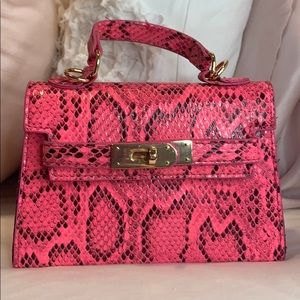 Micro pink snake skin purse